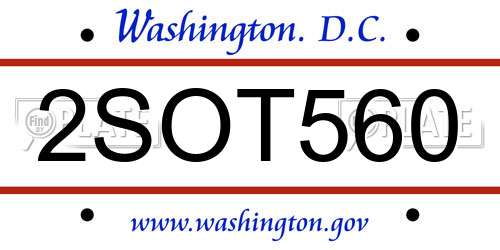 2SOT560 District Of Columbia License Plate
