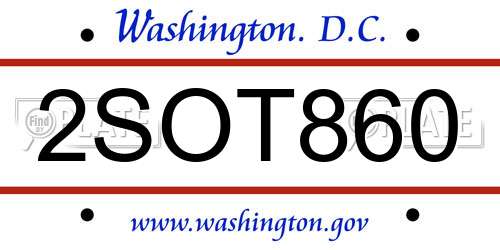 2SOT860 District Of Columbia License Plate