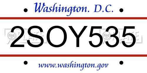 2SOY535 District Of Columbia License Plate