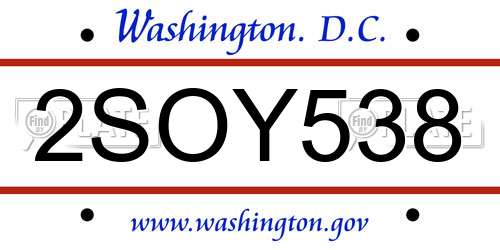 2SOY538 District Of Columbia License Plate