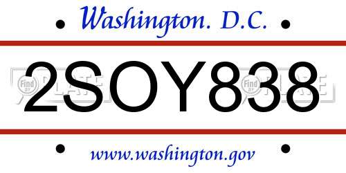 2SOY838 District Of Columbia License Plate
