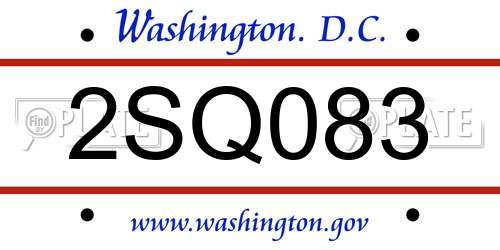 2SQ083 District Of Columbia License Plate