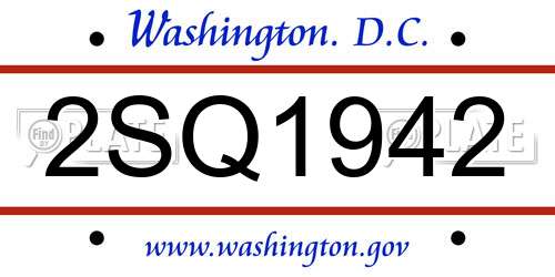 2SQ1942 District Of Columbia License Plate