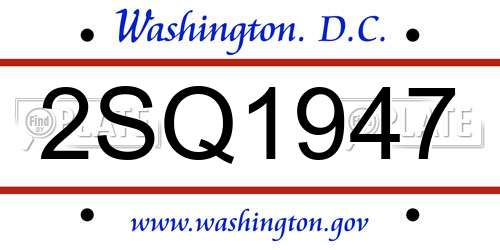 2SQ1947 District Of Columbia License Plate