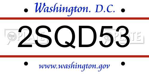 2SQD53 District Of Columbia License Plate