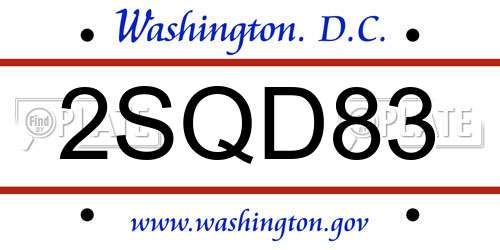 2SQD83 District Of Columbia License Plate