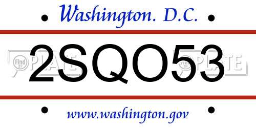 2SQO53 District Of Columbia License Plate