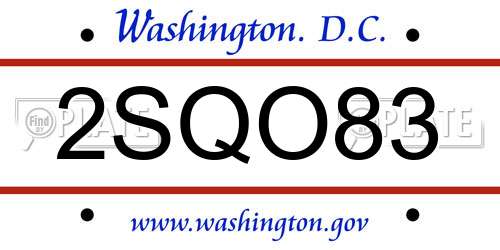 2SQO83 District Of Columbia License Plate