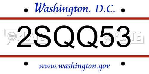 2SQQ53 District Of Columbia License Plate
