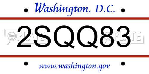 2SQQ83 District Of Columbia License Plate