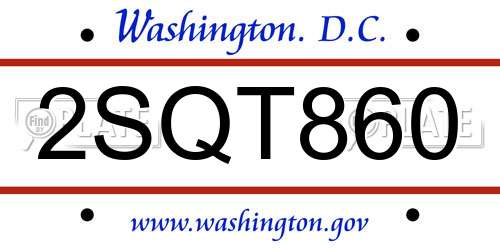 2SQT860 District Of Columbia License Plate