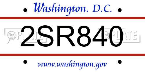 2SR840 District Of Columbia License Plate