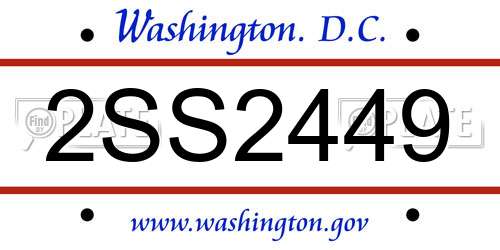 2SS2449 District Of Columbia License Plate