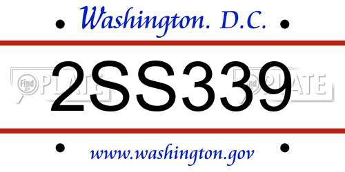 2SS339 District Of Columbia License Plate