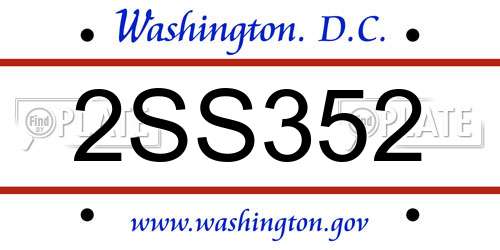 2SS352 District Of Columbia License Plate