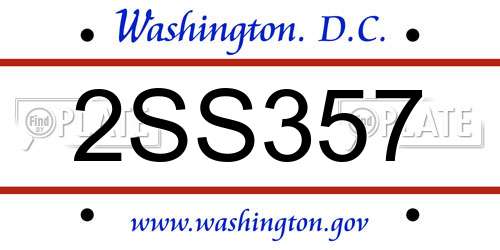 2SS357 District Of Columbia License Plate