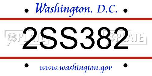 2SS382 District Of Columbia License Plate