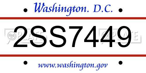 2SS7449 District Of Columbia License Plate