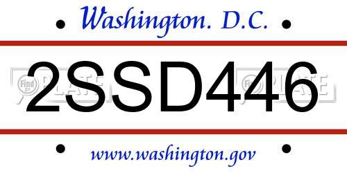 2SSD446 District Of Columbia License Plate