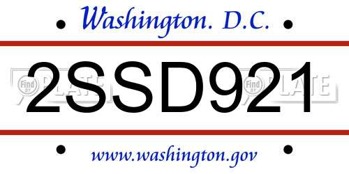 2SSD921 District Of Columbia License Plate