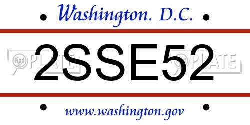 2SSE52 District Of Columbia License Plate