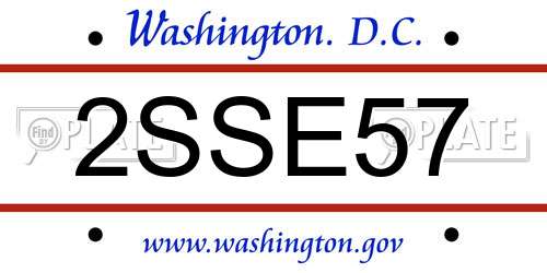 2SSE57 District Of Columbia License Plate