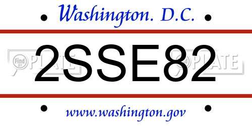 2SSE82 District Of Columbia License Plate