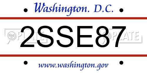 2SSE87 District Of Columbia License Plate