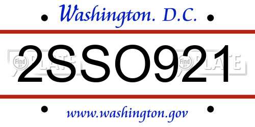 2SSO921 District Of Columbia License Plate