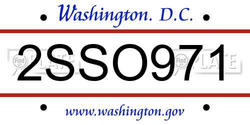 2SSO971 District Of Columbia License Plate