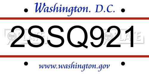 2SSQ921 District Of Columbia License Plate
