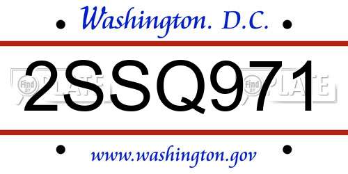 2SSQ971 District Of Columbia License Plate