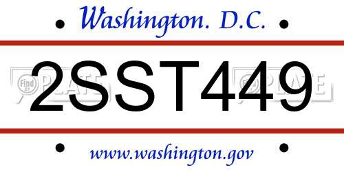 2SST449 District Of Columbia License Plate