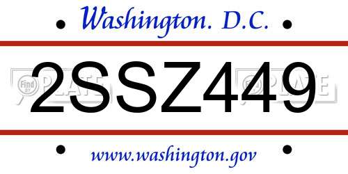 2SSZ449 District Of Columbia License Plate
