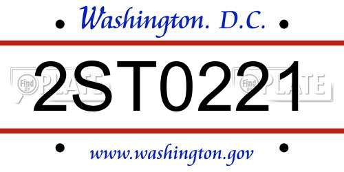2ST0221 District Of Columbia License Plate