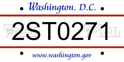 2ST0271 District Of Columbia License Plate