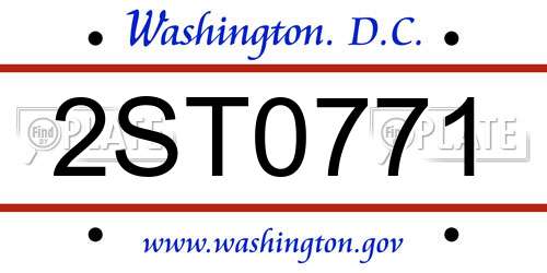 2ST0771 District Of Columbia License Plate