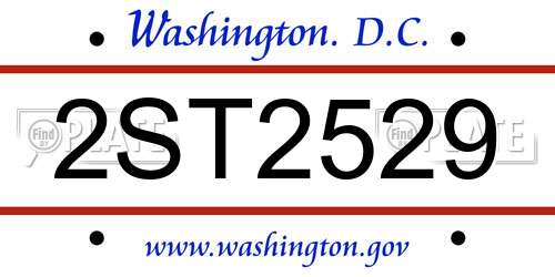 2ST2529 District Of Columbia License Plate