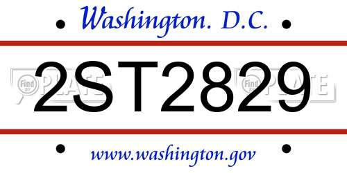 2ST2829 District Of Columbia License Plate