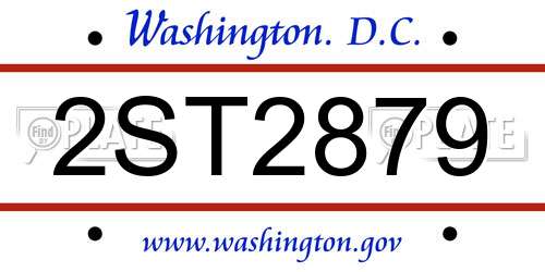 2ST2879 District Of Columbia License Plate
