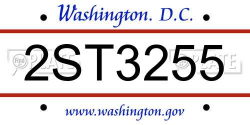2ST3255 District Of Columbia License Plate