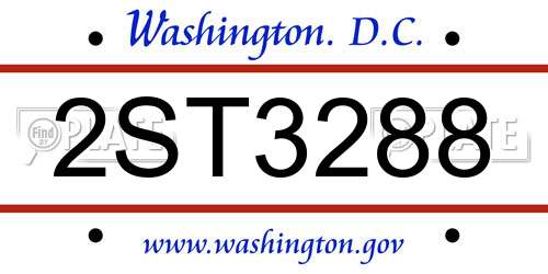 2ST3288 District Of Columbia License Plate