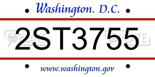 2ST3755 District Of Columbia License Plate