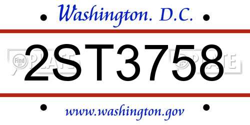 2ST3758 District Of Columbia License Plate