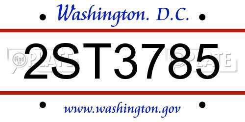 2ST3785 District Of Columbia License Plate