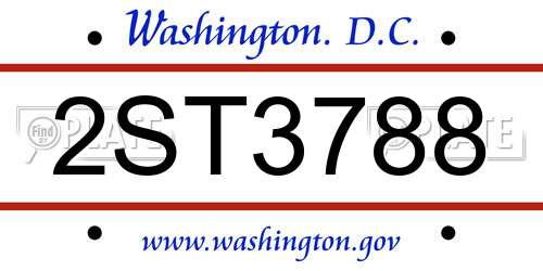 2ST3788 District Of Columbia License Plate