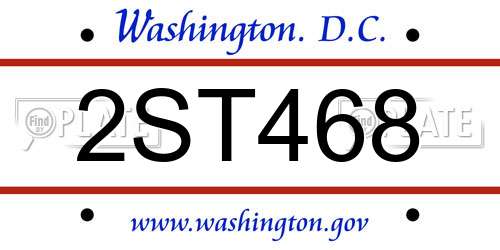 2ST468 District Of Columbia License Plate