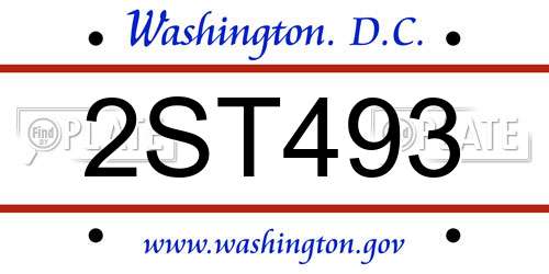 2ST493 District Of Columbia License Plate