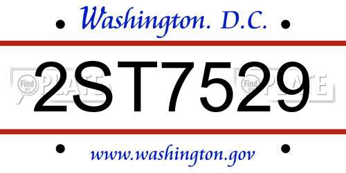 2ST7529 District Of Columbia License Plate