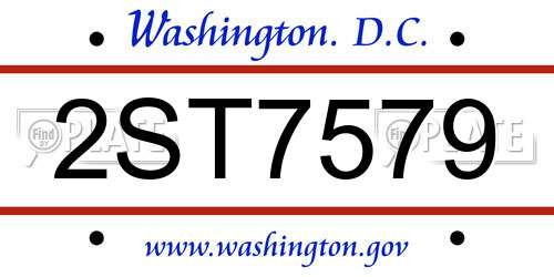 2ST7579 District Of Columbia License Plate